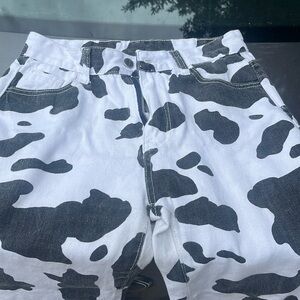 wide leg cow print jeans